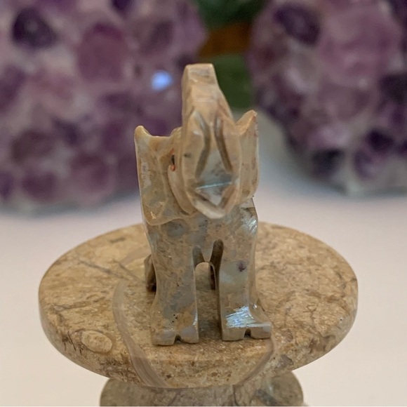 Steatite Elephant Soapstone Figurine MINI Carved Crystal Animal Stone Lucky Pet - Picture 3 of 9